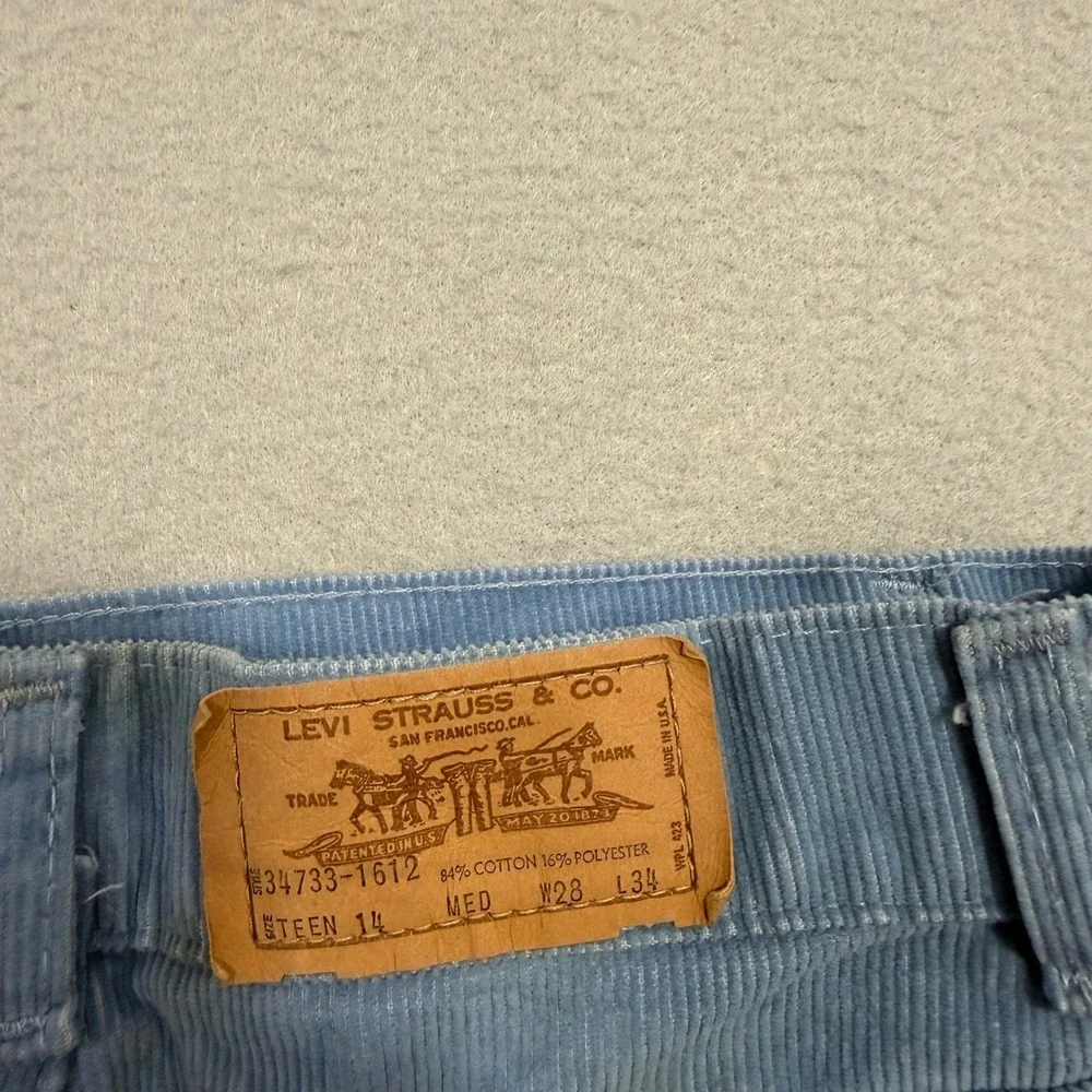 Vintage Levis Corduroy Pants Teen 28x34 USA Made 70s High Waist Flare Bootcut
